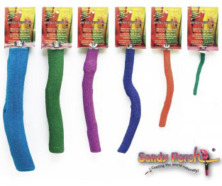 Sandy Perch :: Coating the World Naturally :: The finest conditioning perches for your bird, parrots, macaws, parakeets, etc. :: Made with 100% FDA approved ingredients!